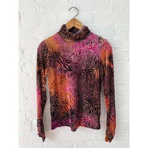 Wild Child Sno Skins Burnout Animal Print Turtleneck
